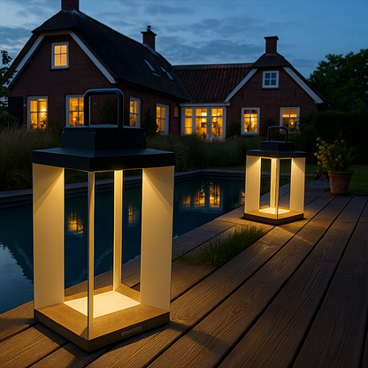 SolLumina | Solar Tuinlamp – RVS – LED Buitenverlichting – Modern Design – Warm Wit Licht – 2 Formaten