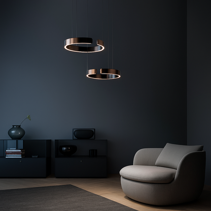 LuxeNova – Moderne LED Pendellamp Rond – Zwart/Wit/Goud/Rosegoud – Dimbare Hanglamp – Ø40 cm – Metaal