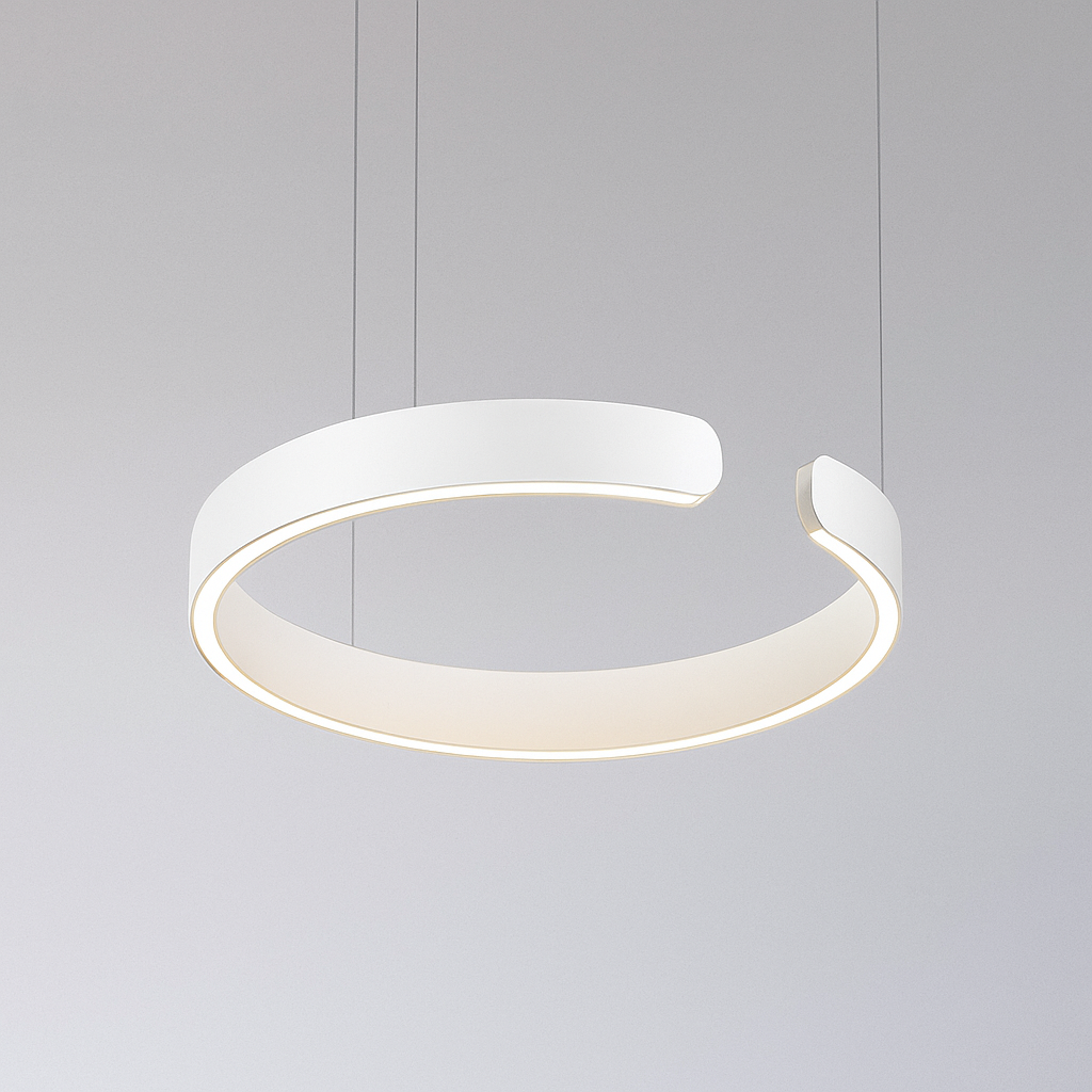 LuxeNova – Moderne LED Pendellamp Rond – Zwart/Wit/Goud/Rosegoud – Dimbare Hanglamp – Ø40 cm – Metaal