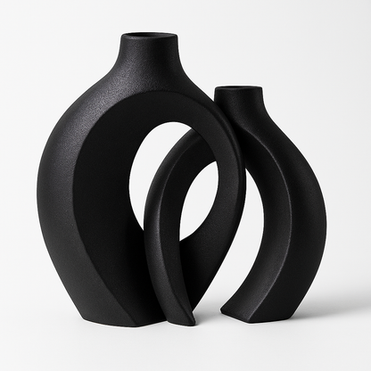 ScandiVase | Set van 2 Minimalistische Keramische Vazen in Wit of Zwart