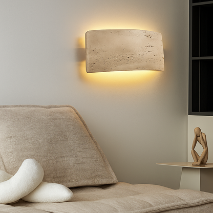 Velano – Wandlamp van Travertijnsteen & Glas – Voor Binnen & Buiten – Ø25 cm