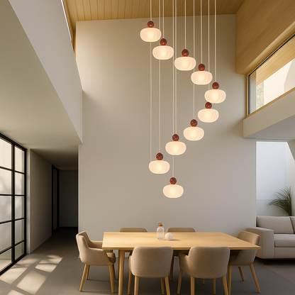 Decolure | Art Deco Kroonluchter voor Trappenhal – Crèmekleurig LED Design