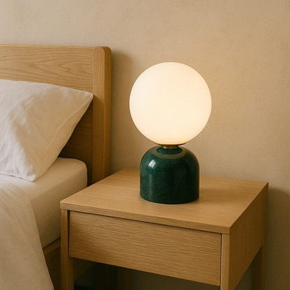 Marnor | Marmeren Tafellamp met Glazen Kap – Scandinavisch Design