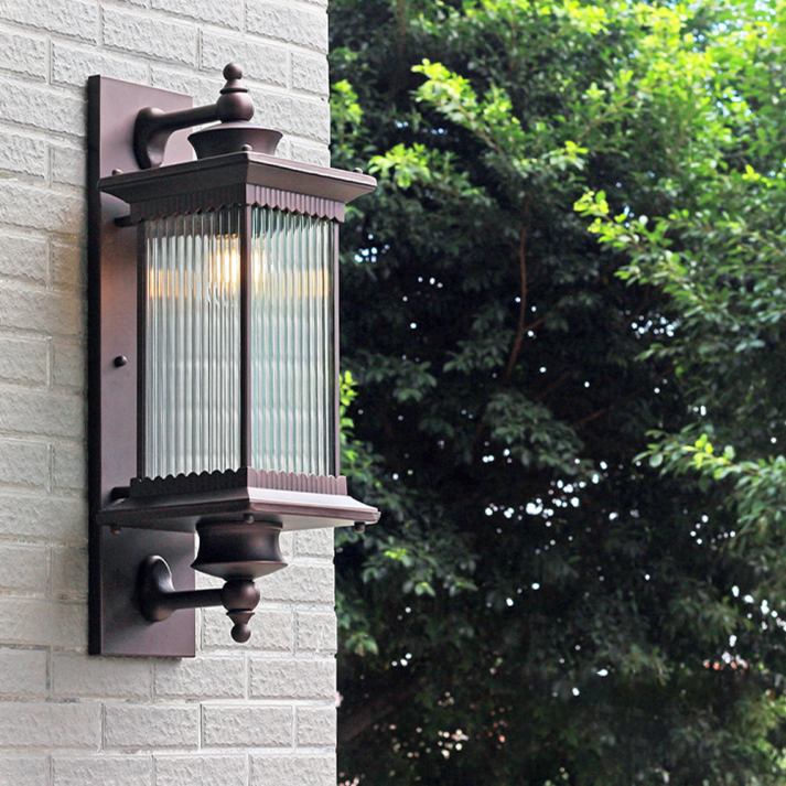 BRAVENO Wandlamp – Vintage Buitenlamp met Rechthoekig Ontwerp – Aluminium & Glas – E27 Fitting
