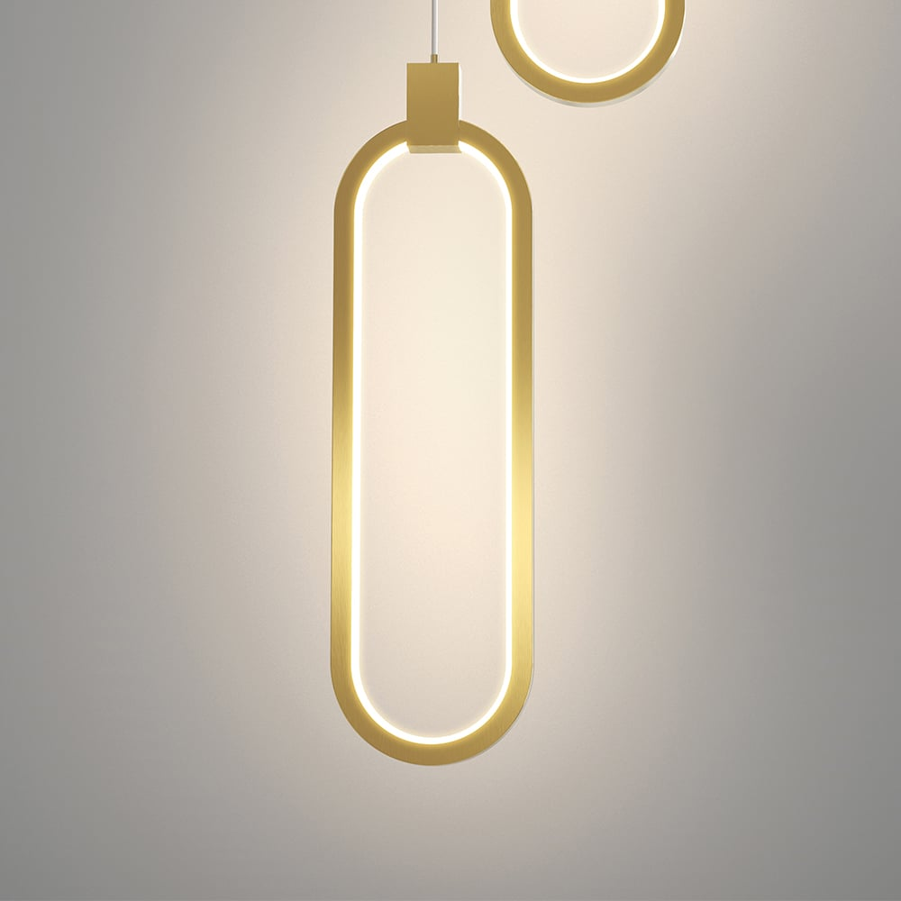 SOLVARÉ Hanglamp | Dubbele Ringen in Goudkleurig Messing | LED Verlichting