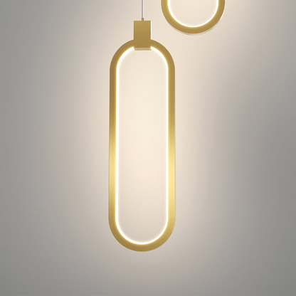 SOLVARÉ Hanglamp | Dubbele Ringen in Goudkleurig Messing | LED Verlichting