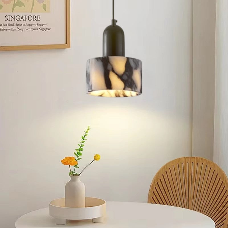OBSCURA Hanglamp | Zwart Marmer Design met E27 LED | Luxe Natuursteen Look