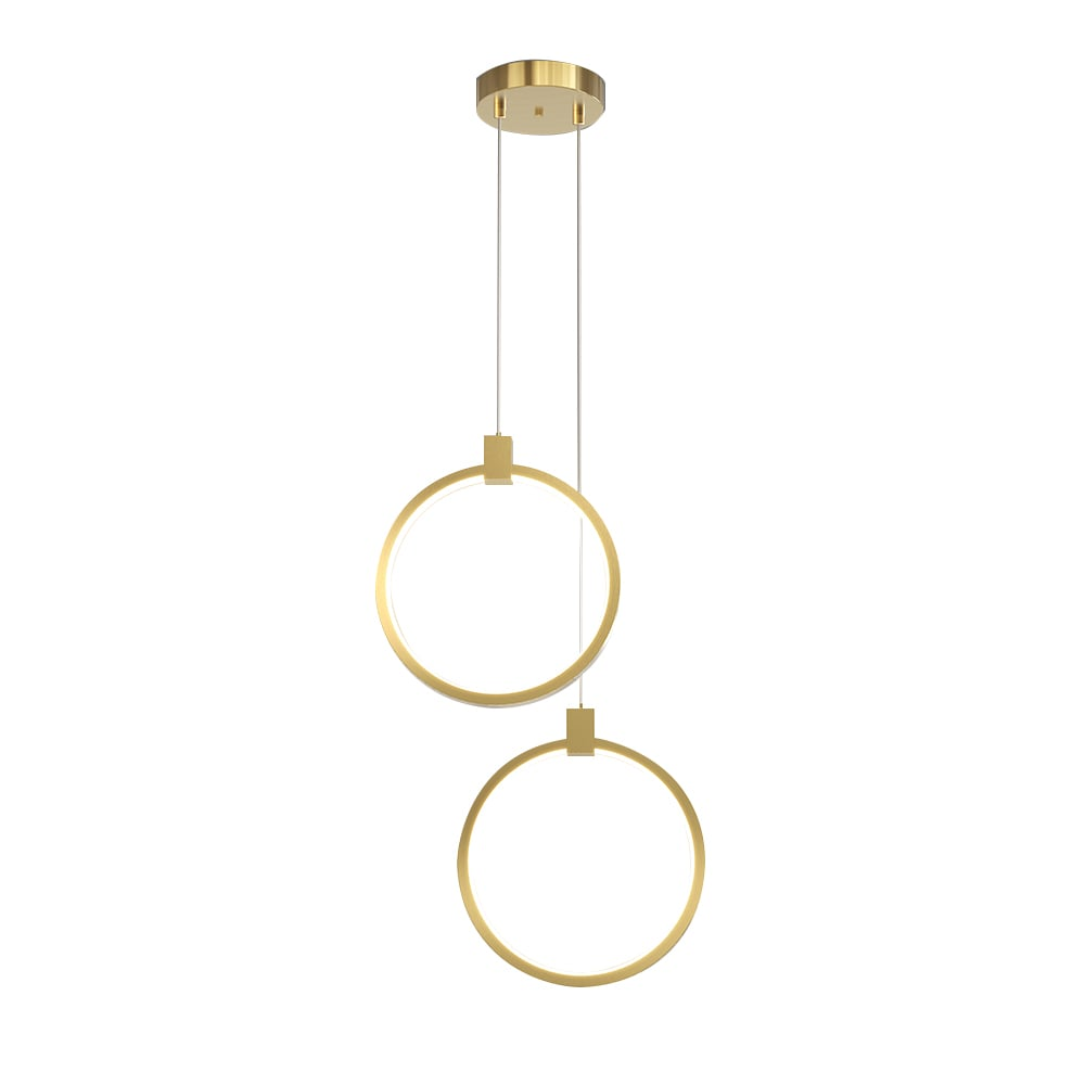 SOLVARÉ Hanglamp | Dubbele Ringen in Goudkleurig Messing | LED Verlichting