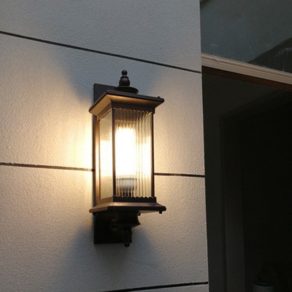 BRAVENO Wandlamp – Vintage Buitenlamp met Rechthoekig Ontwerp – Aluminium & Glas – E27 Fitting