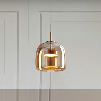AmberGlow - Retro LED Hanglampen van Gouden Metaal en Glas
