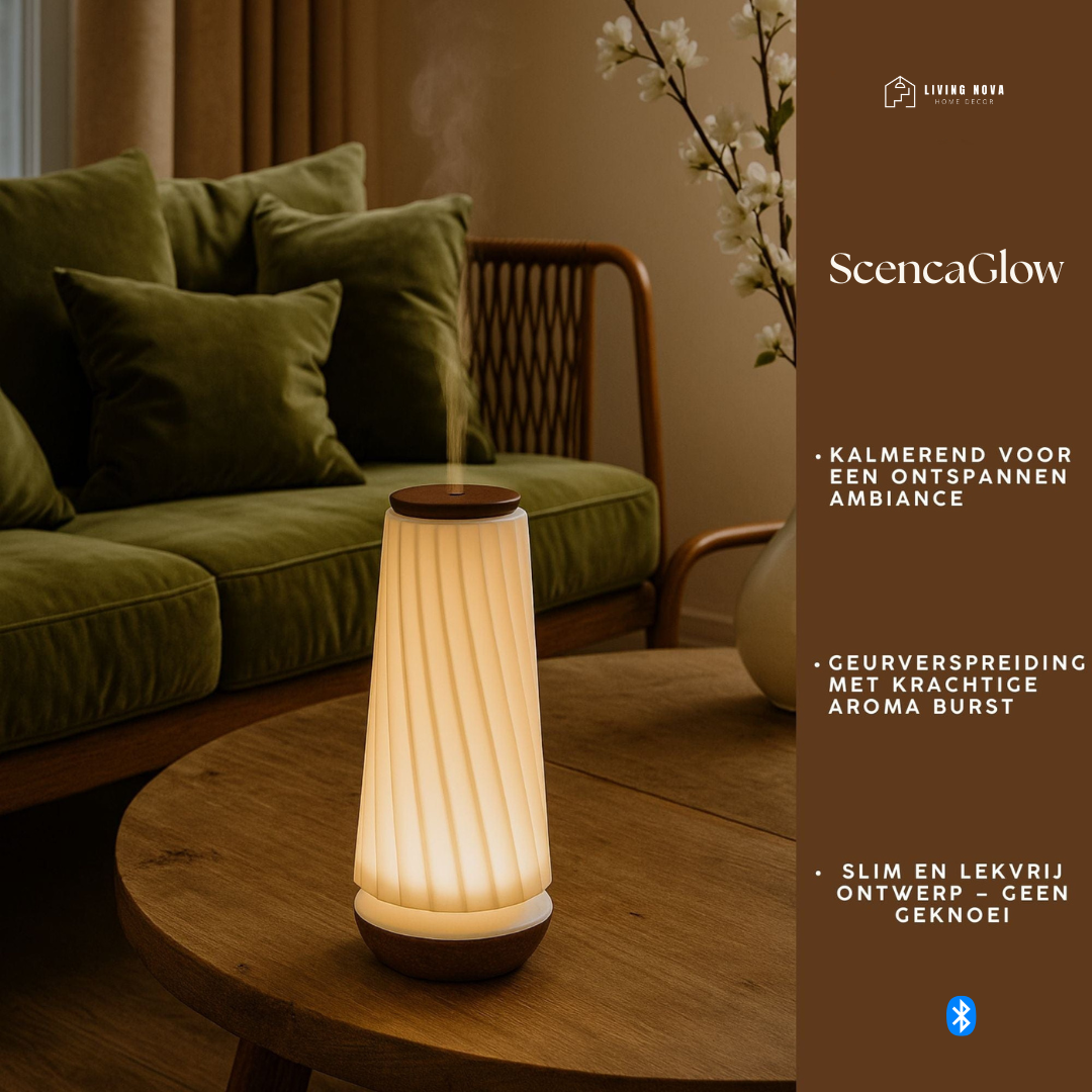 ScencaGlow | Minimalistische Aroma Diffuser met Bluetooth & Koudverneveling
