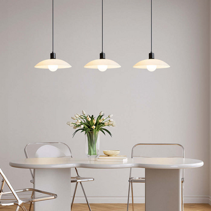 VELLUNO Hanglamp – Minimalistische Witte Glazen Schijf – E27 Fitting in 3 Formaten