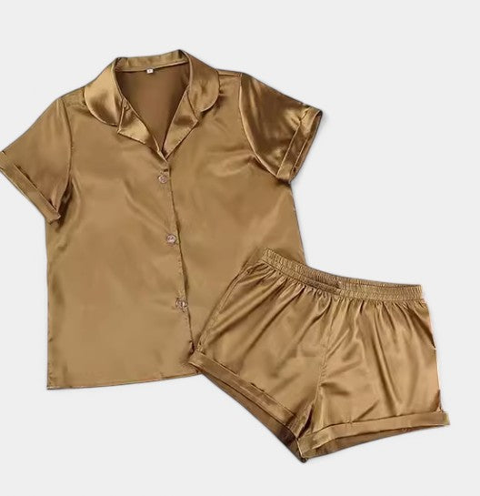 Gleame Pyjama set - Comfortabele satijnen pyjama met kort broekje