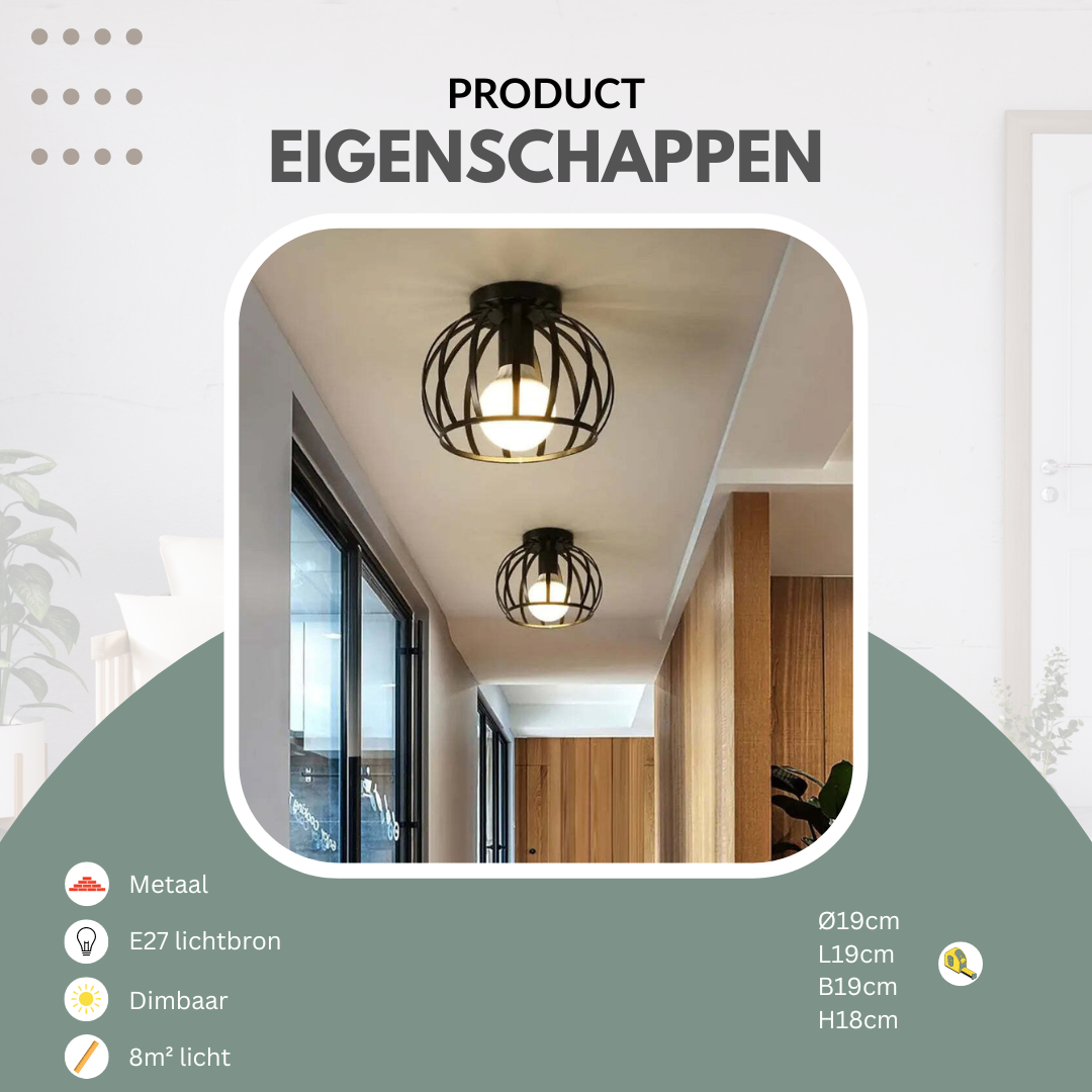 Aurub | Industriële plafondlamp zwart