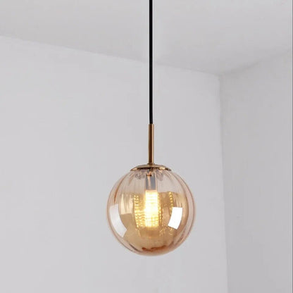 SOLENZA Glazen Bol Hanglamp – Warme Sfeerverlichting met Kristalaccenten