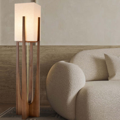 NaraLume Vloerlamp – Elegante Walnoot Houten Vloerlamp