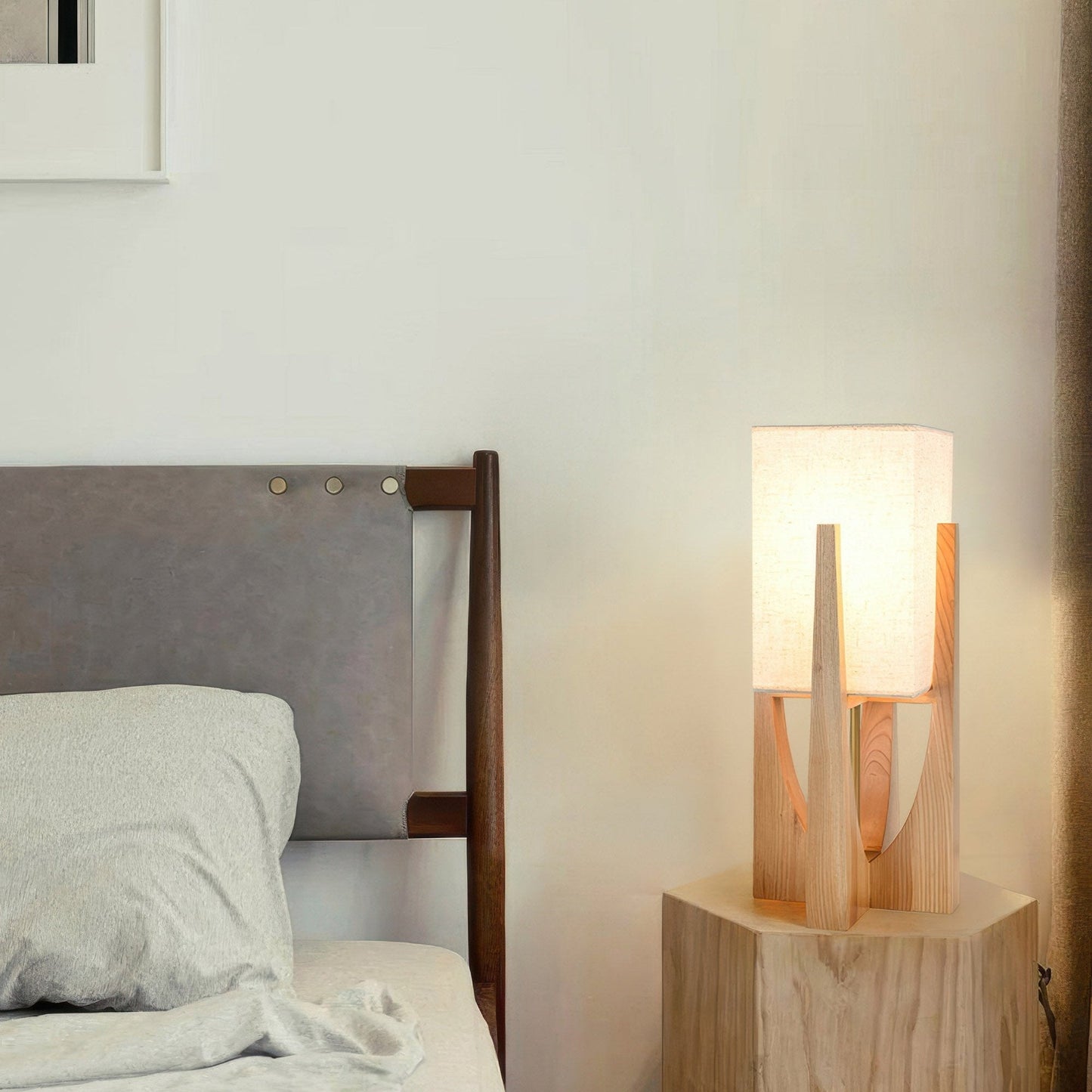 NaraLume Vloerlamp – Elegante Walnoot Houten Vloerlamp