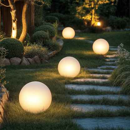 GlowSphere | LED Tuinbol Lamp – AC Stroom – Sfeervolle Buitenverlichting – Kunststof – Rond Design