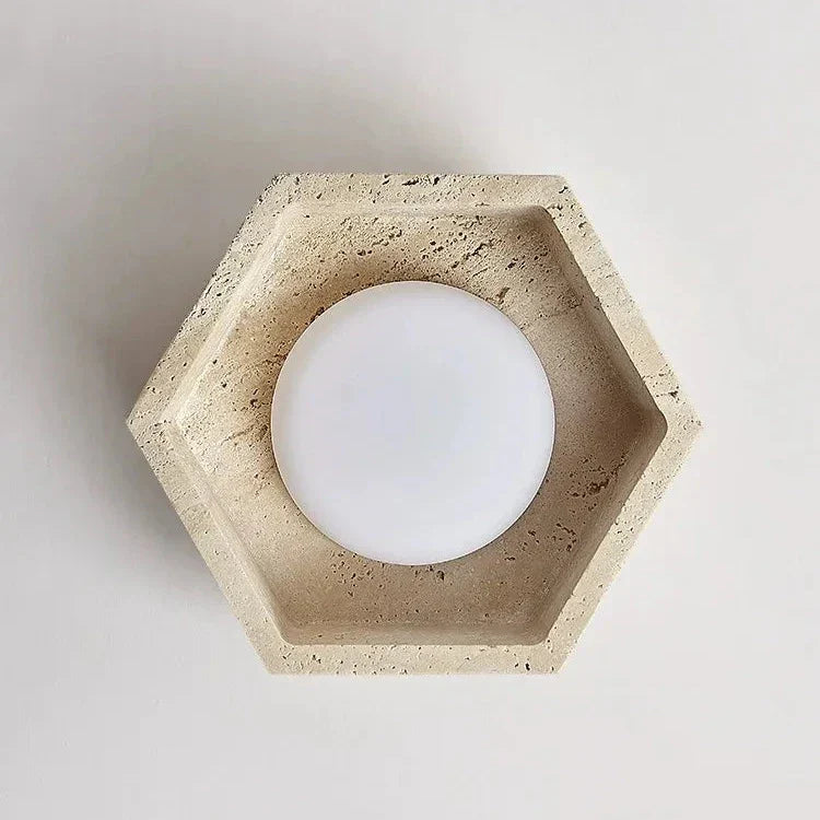 TerraLune | Wabi Sabi Travertin Plafondlamp – LED Downlight