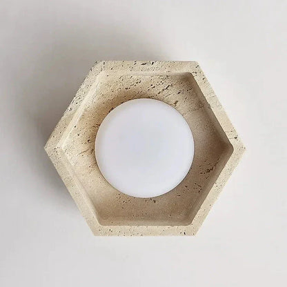 TerraLune | Wabi Sabi Travertin Plafondlamp – LED Downlight