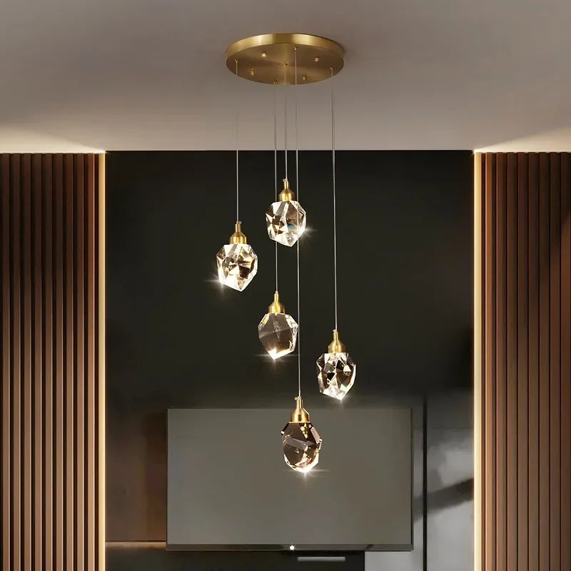 Nina - Pendelleuchte 5-Glas-Kristall-Deckenlampe