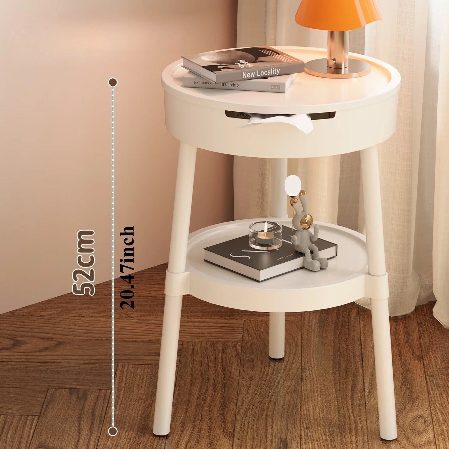 Movea | Minimalistische Witte Ronde Bijzettafel – Licht & Verplaatsbaar