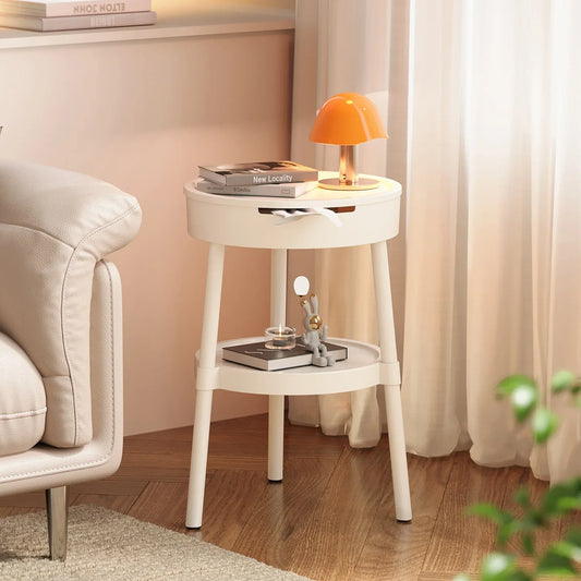 Movea | Minimalistische Witte Ronde Bijzettafel – Licht & Verplaatsbaar