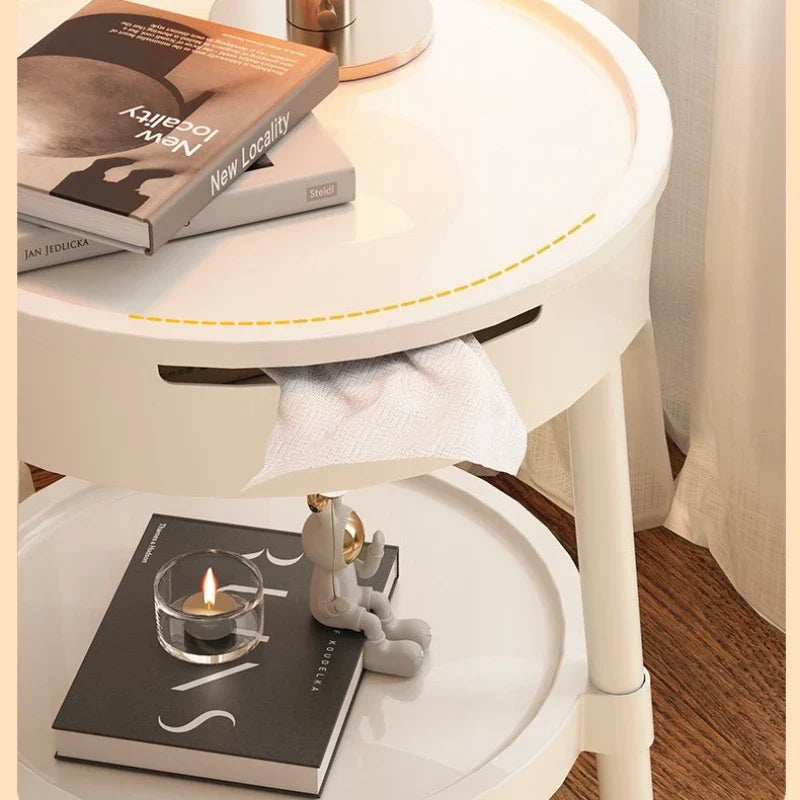 Movea | Minimalistische Witte Ronde Bijzettafel – Licht & Verplaatsbaar