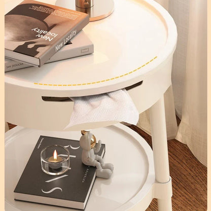 Movea | Minimalistische Witte Ronde Bijzettafel – Licht & Verplaatsbaar