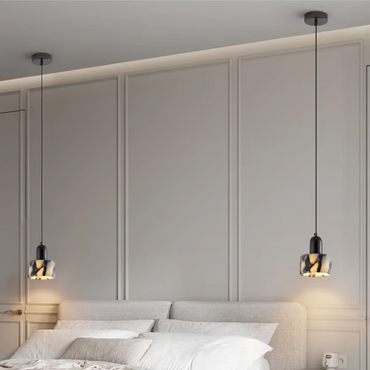 OBSCURA Hanglamp | Zwart Marmer Design met E27 LED | Luxe Natuursteen Look
