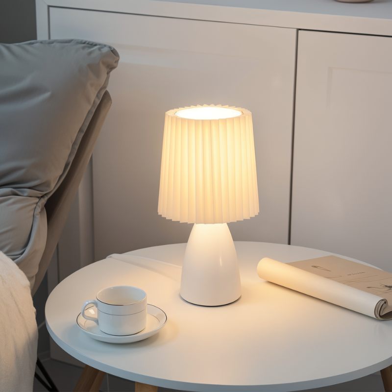 Apollo Tafellamp | Mid-Century Designlamp met Plissé Kap & LED Verlichting