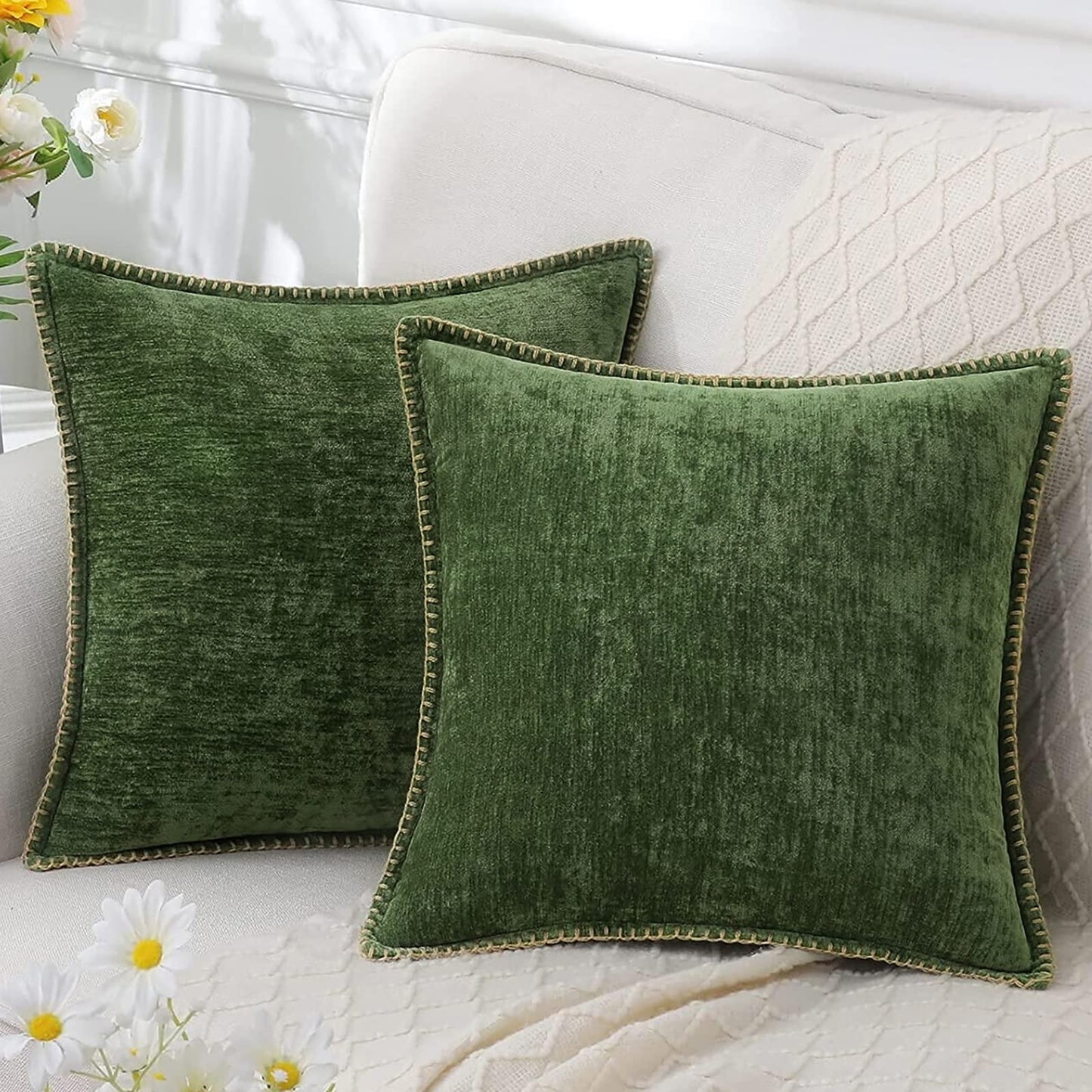 Omvia | Chenille Kussenhoes – Fluweelzacht & Elegant – 40–60 cm