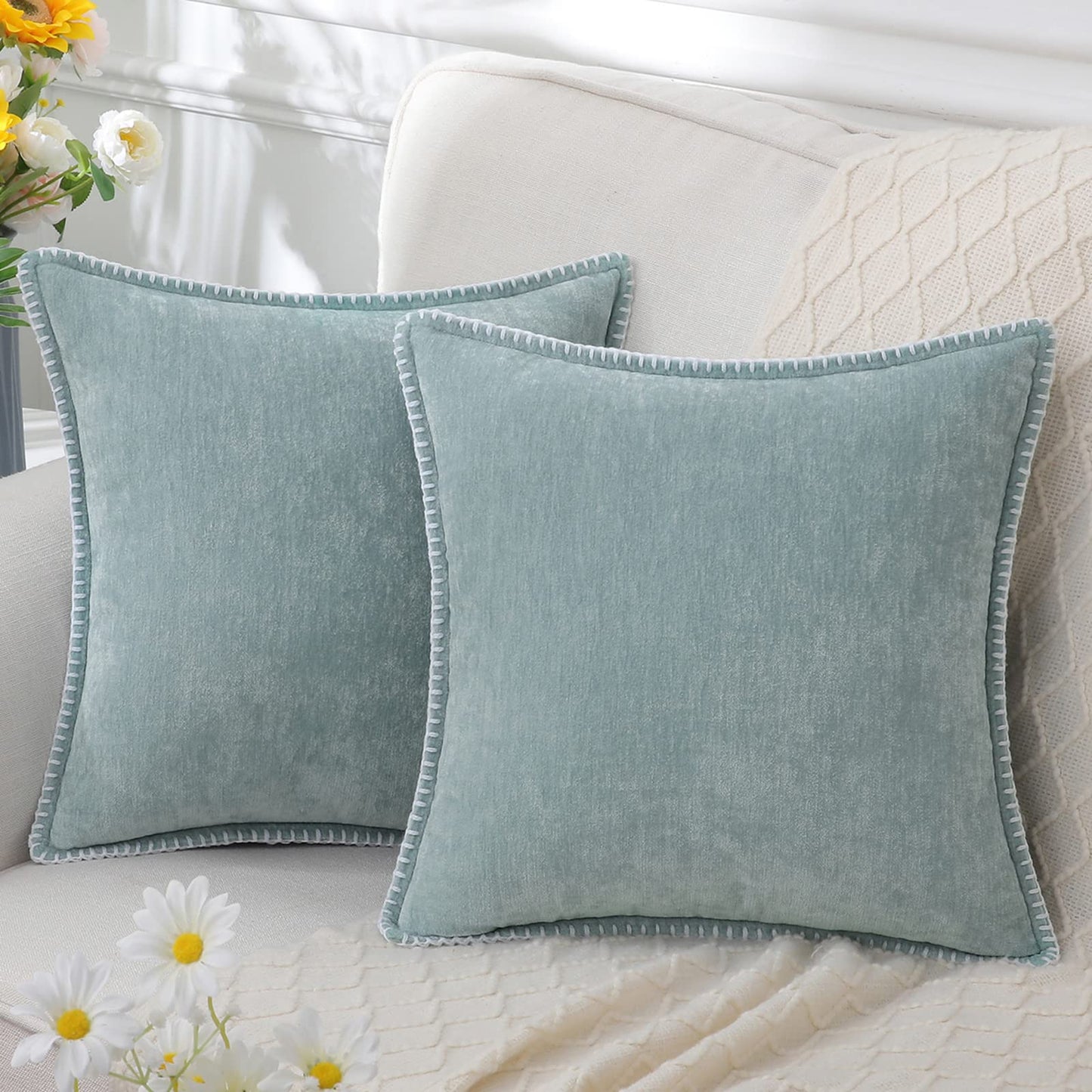 Omvia | Chenille Kussenhoes – Fluweelzacht & Elegant – 40–60 cm