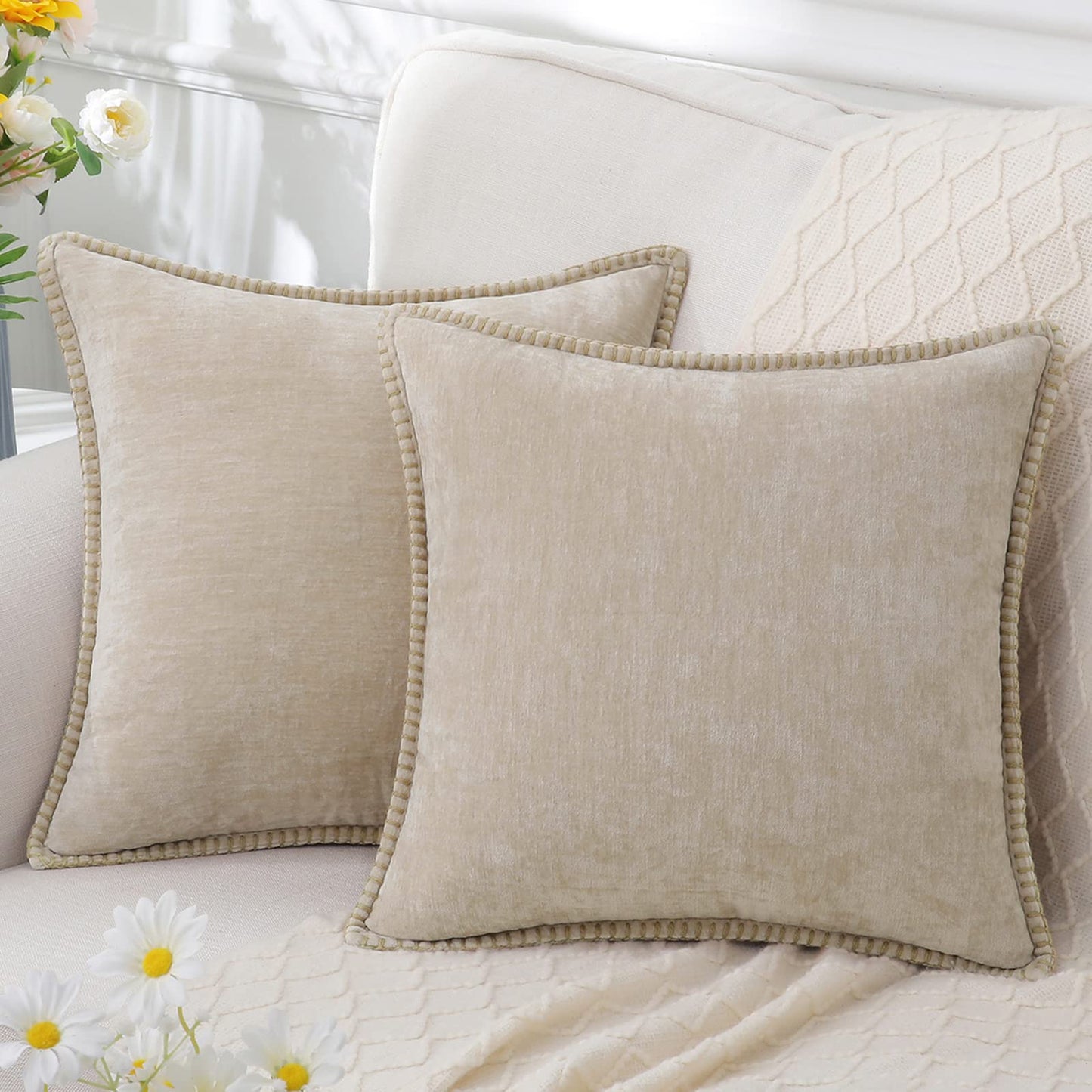 Omvia | Chenille Kussenhoes – Fluweelzacht & Elegant – 40–60 cm
