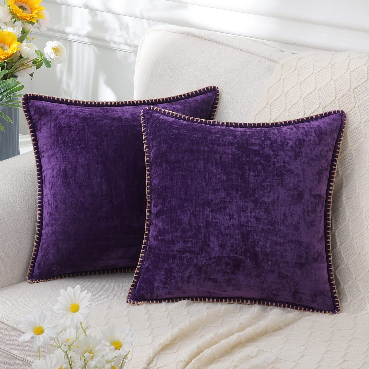 Omvia | Chenille Kussenhoes – Fluweelzacht & Elegant – 40–60 cm