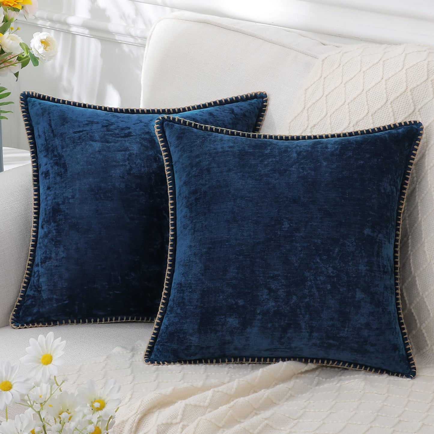 Omvia | Chenille Kussenhoes – Fluweelzacht & Elegant – 40–60 cm
