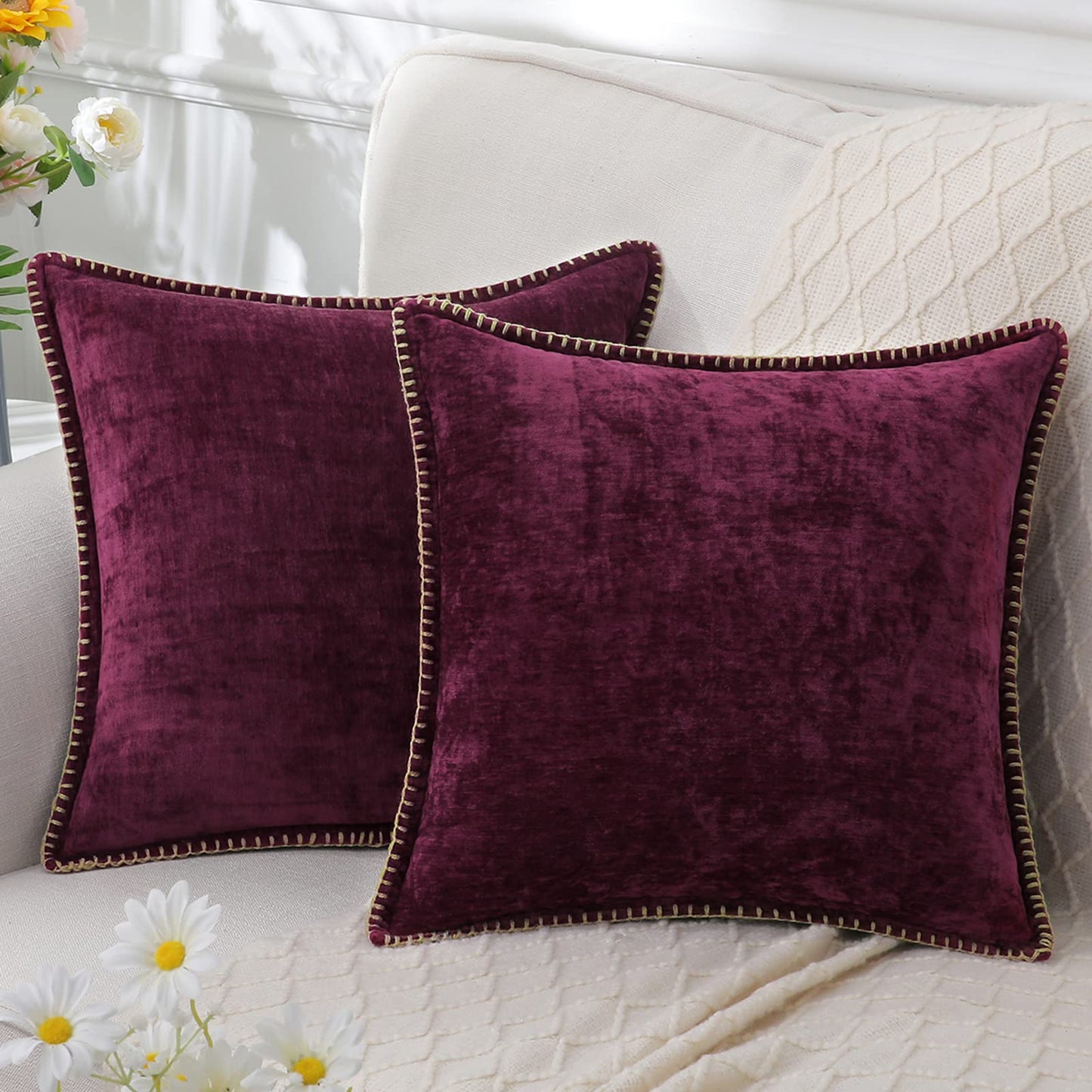 Omvia | Chenille Kussenhoes – Fluweelzacht & Elegant – 40–60 cm