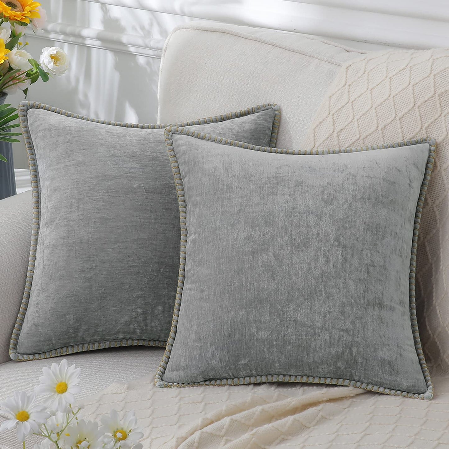 Omvia | Chenille Kussenhoes – Fluweelzacht & Elegant – 40–60 cm