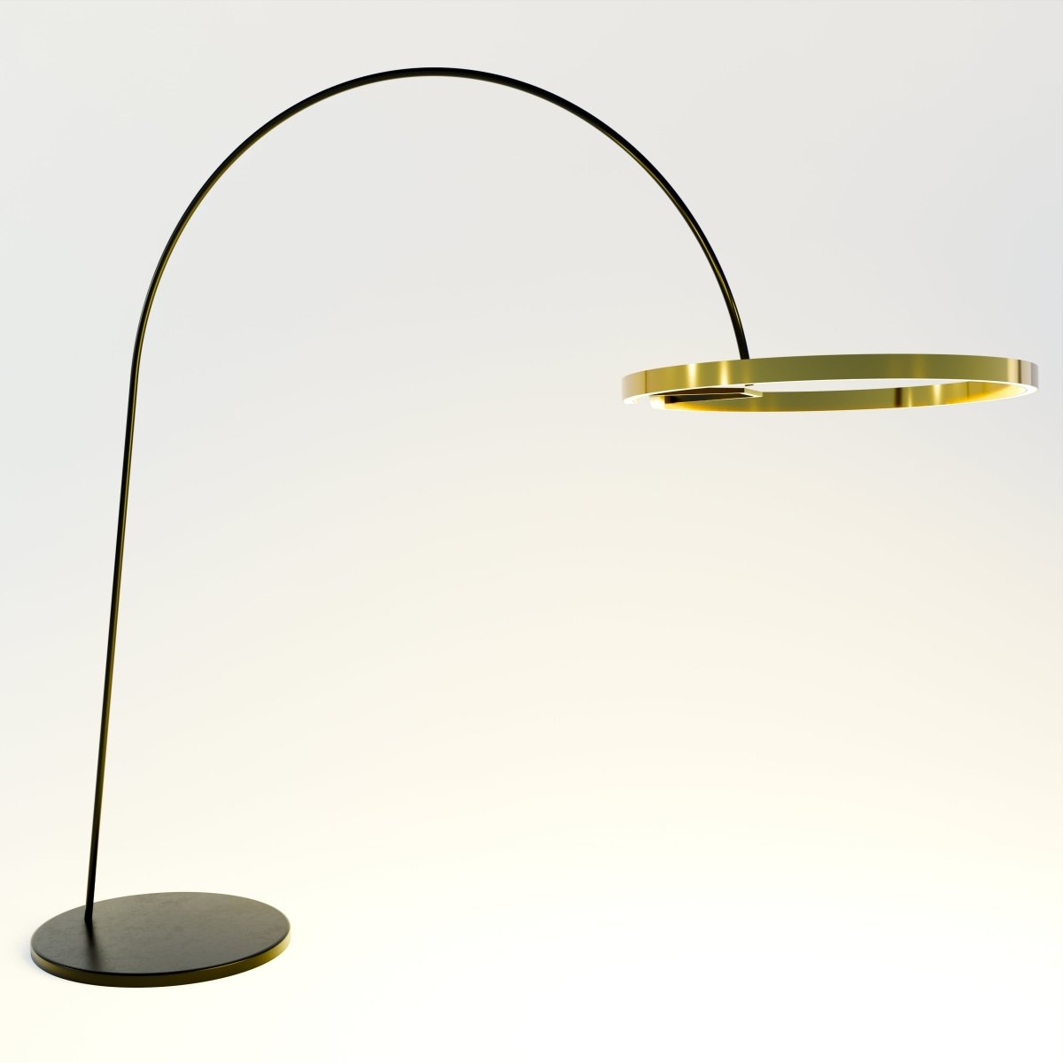 Halo – Design Vloerlamp met Gebogen Arm en LED Ringen – Aluminium & Acryl – Modern Interieur