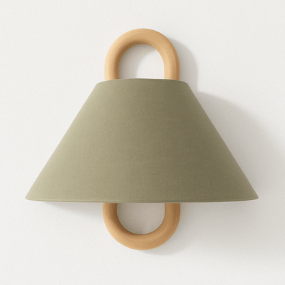 Aine – Wandlamp van Hout & Textiel – Minimalistisch Vintage Design – Warm Diffuus Licht – 34x30 cm