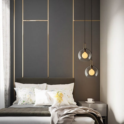 GlasNura – Moderne Hanglamp met Grijs of Transparant Glas en Messing Details