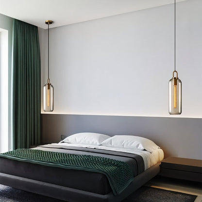 GlasNura – Moderne Hanglamp met Grijs of Transparant Glas en Messing Details