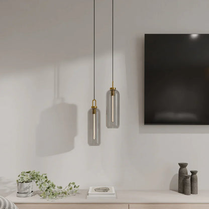GlasNura – Moderne Hanglamp met Grijs of Transparant Glas en Messing Details
