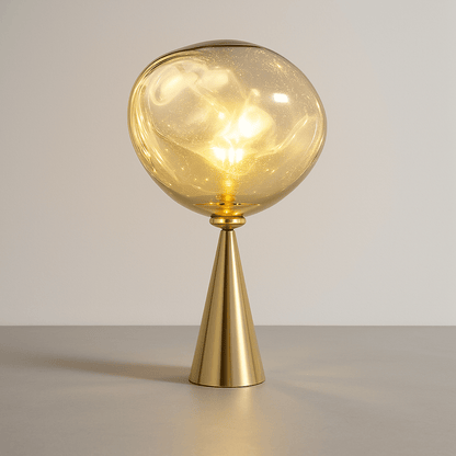 LavaLume – Design Tafellamp – Glas & Roestvrij Staal – Spiegelend & Glanzend Effect – Handgemaakt