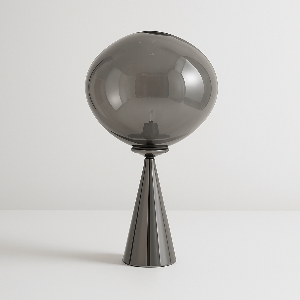 LavaLume – Design Tafellamp – Glas & Roestvrij Staal – Spiegelend & Glanzend Effect – Handgemaakt