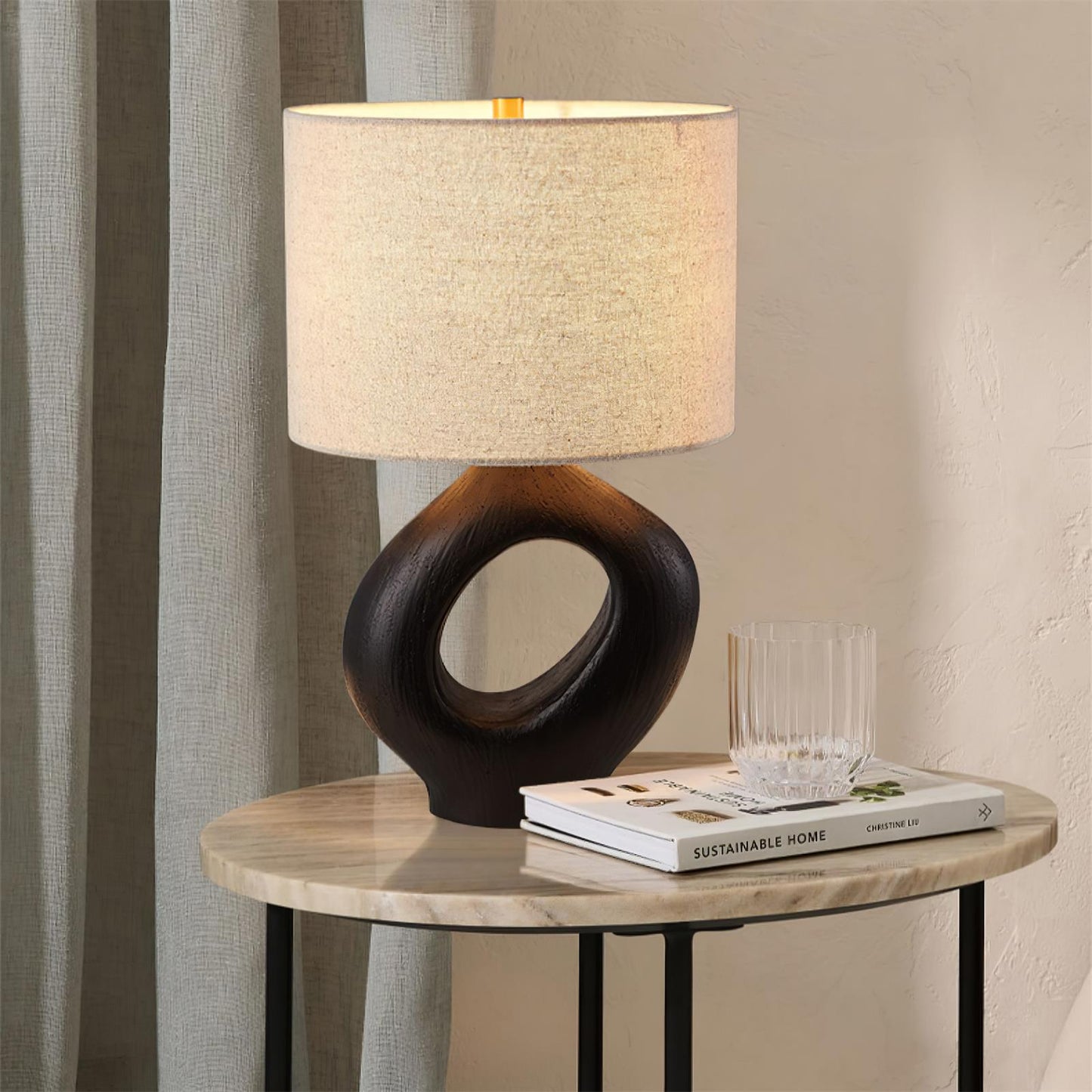 ModernGlow – Resin Tafellamp met Linnen Scherm
