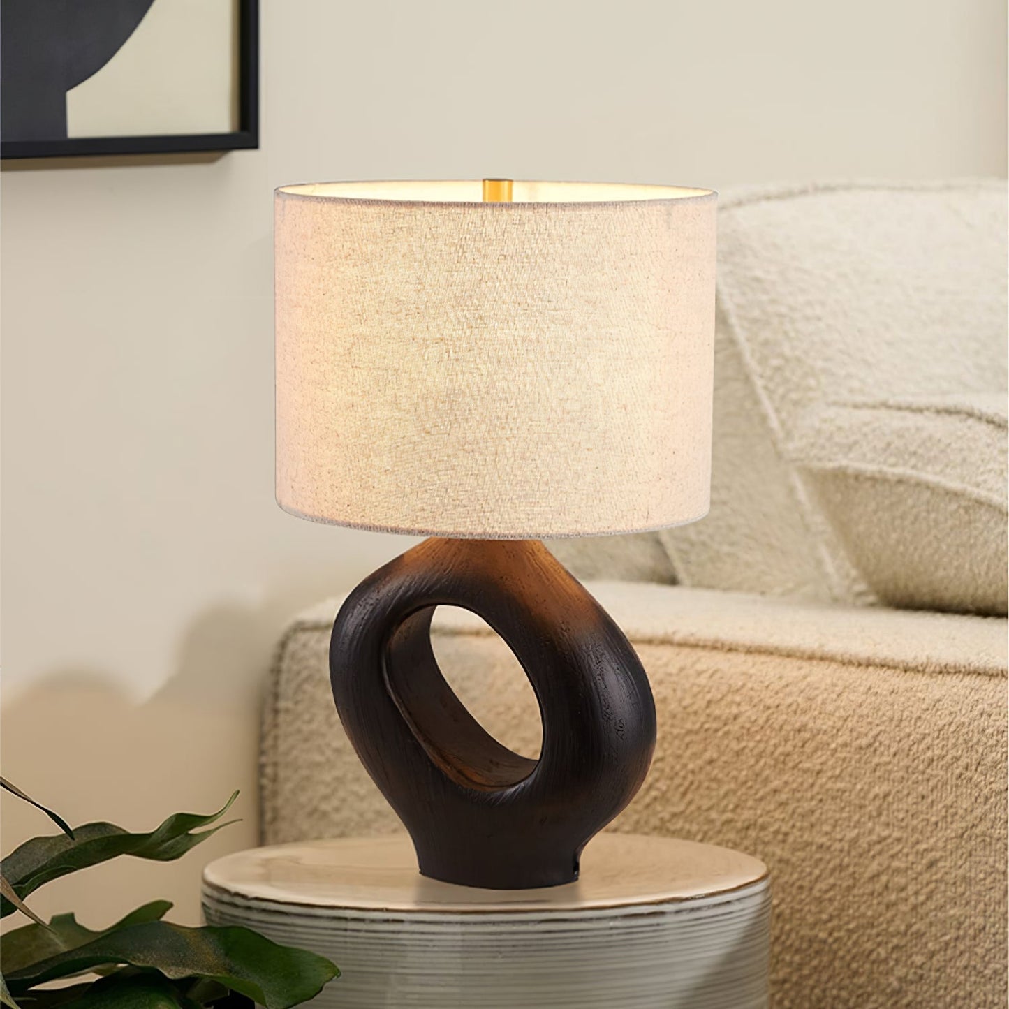 ModernGlow – Resin Tafellamp met Linnen Scherm
