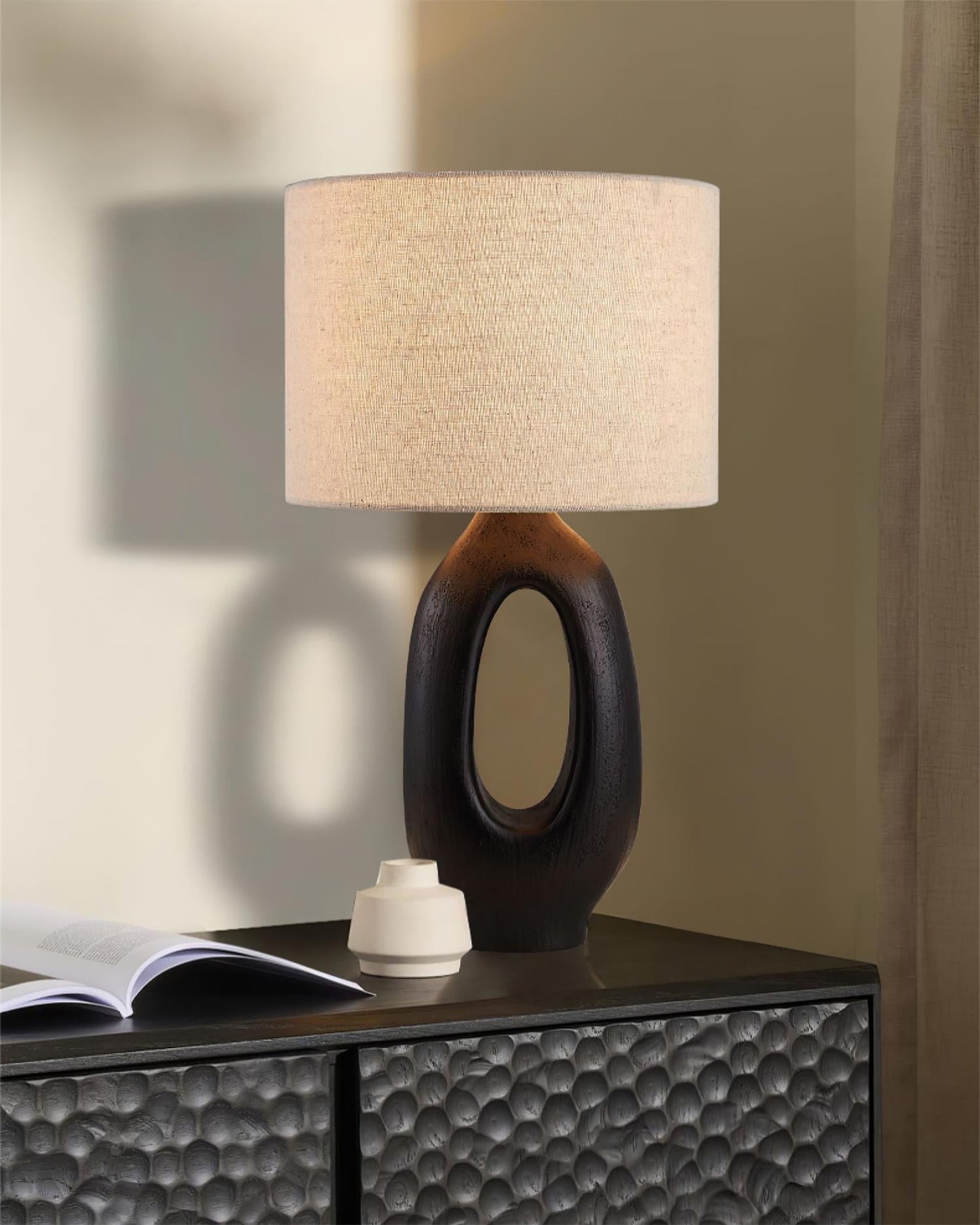 ModernGlow – Resin Tafellamp met Linnen Scherm
