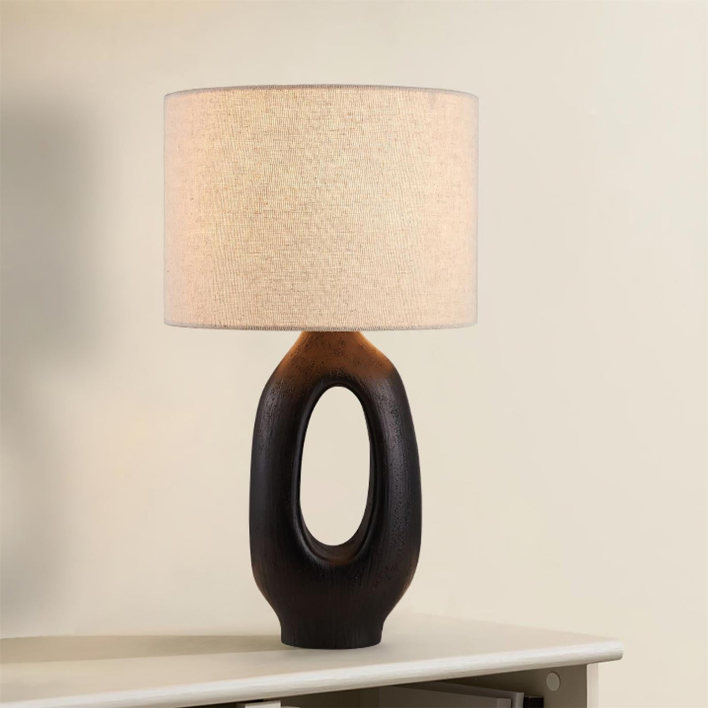 ModernGlow – Resin Tafellamp met Linnen Scherm