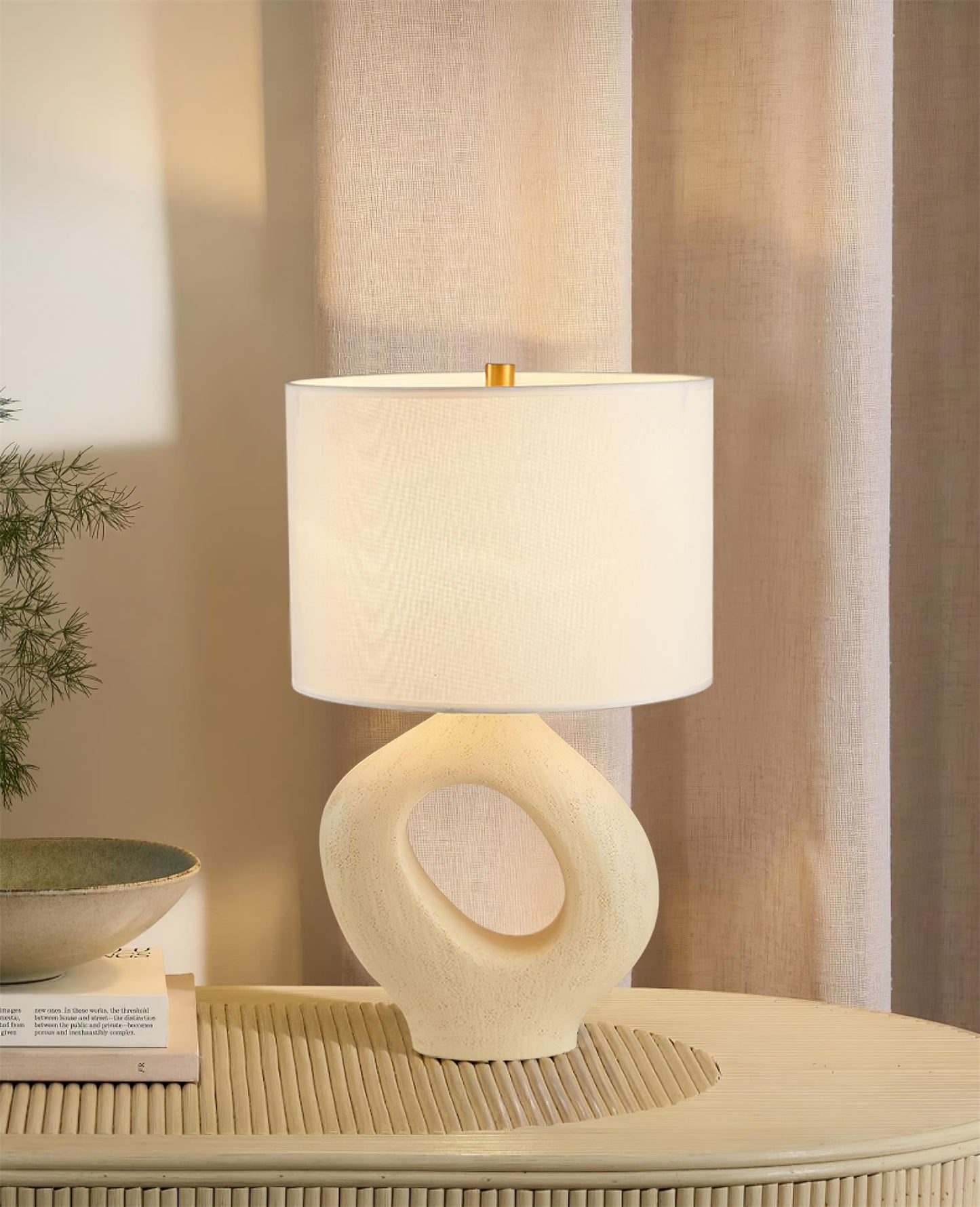 ModernGlow – Resin Tafellamp met Linnen Scherm
